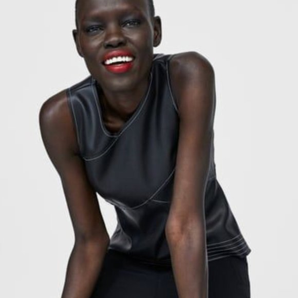 Zara Faux Leather Sleeveless Shirt - Picture 1 of 1